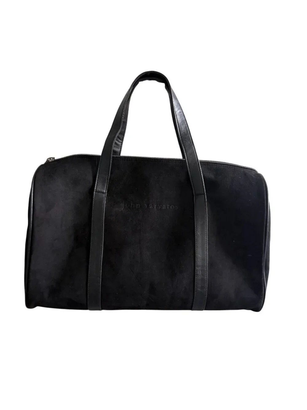 JOHN VARVATOS Black Synthetic Suede Small Duffle Bag NEW NWOT